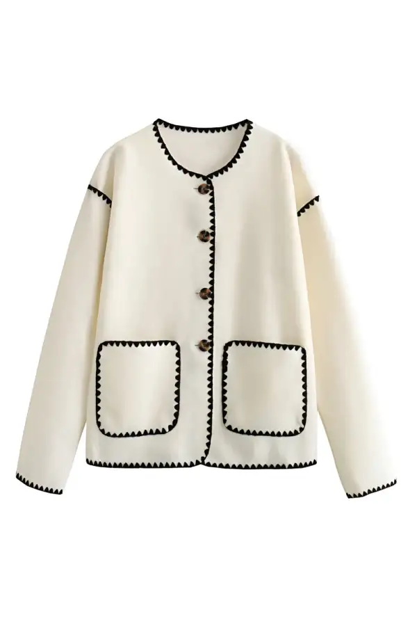 Relaxed V-Neck Long Jacket
