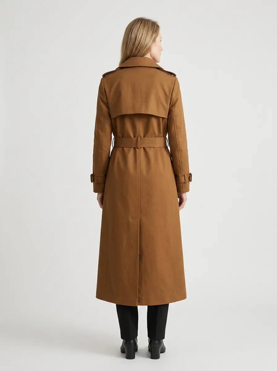Women's Classic Double-Breasted Classic Long Trench Coat