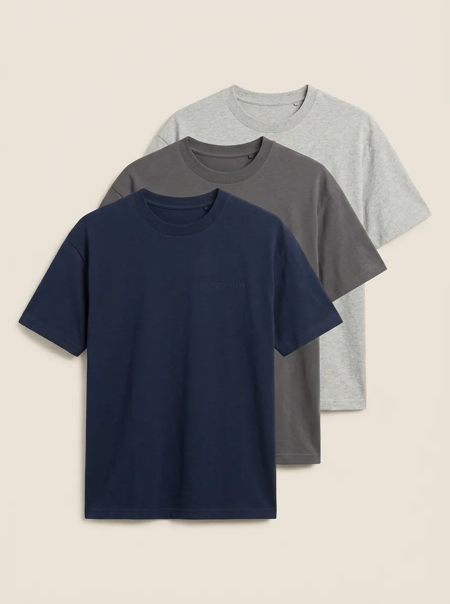 Crew-Neck Minimalist Casual Men's Three-Pack Crew Neck T-Shirts