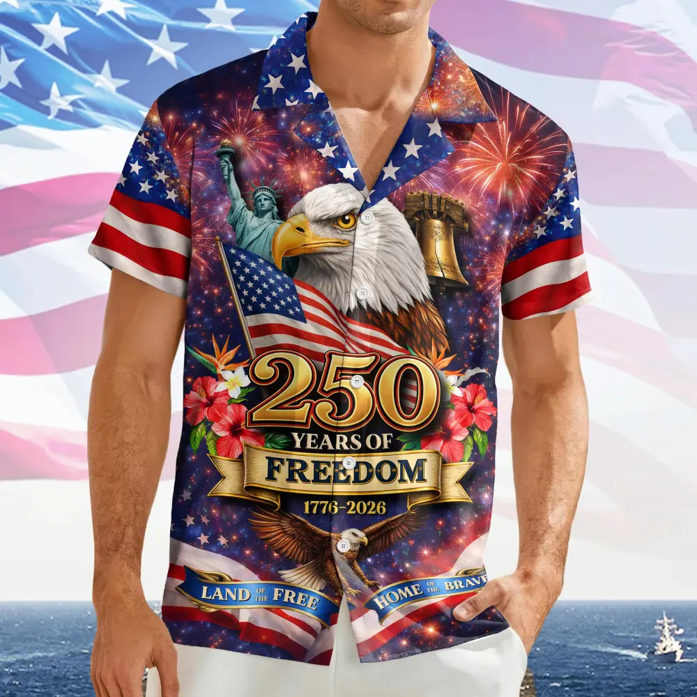 Men's Retro Hawaii Shirt Mixed Bundle 250 Years of Freedom 250th Anniversary Patriotic Shirt