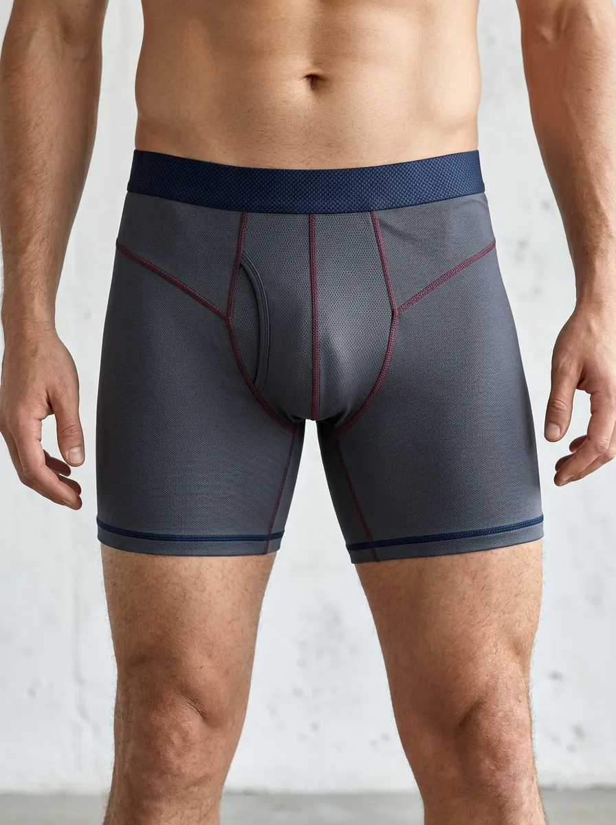 Supportive-Look Contrast-Stitch Performance Athletic Classic Look Men's Boxer Briefs