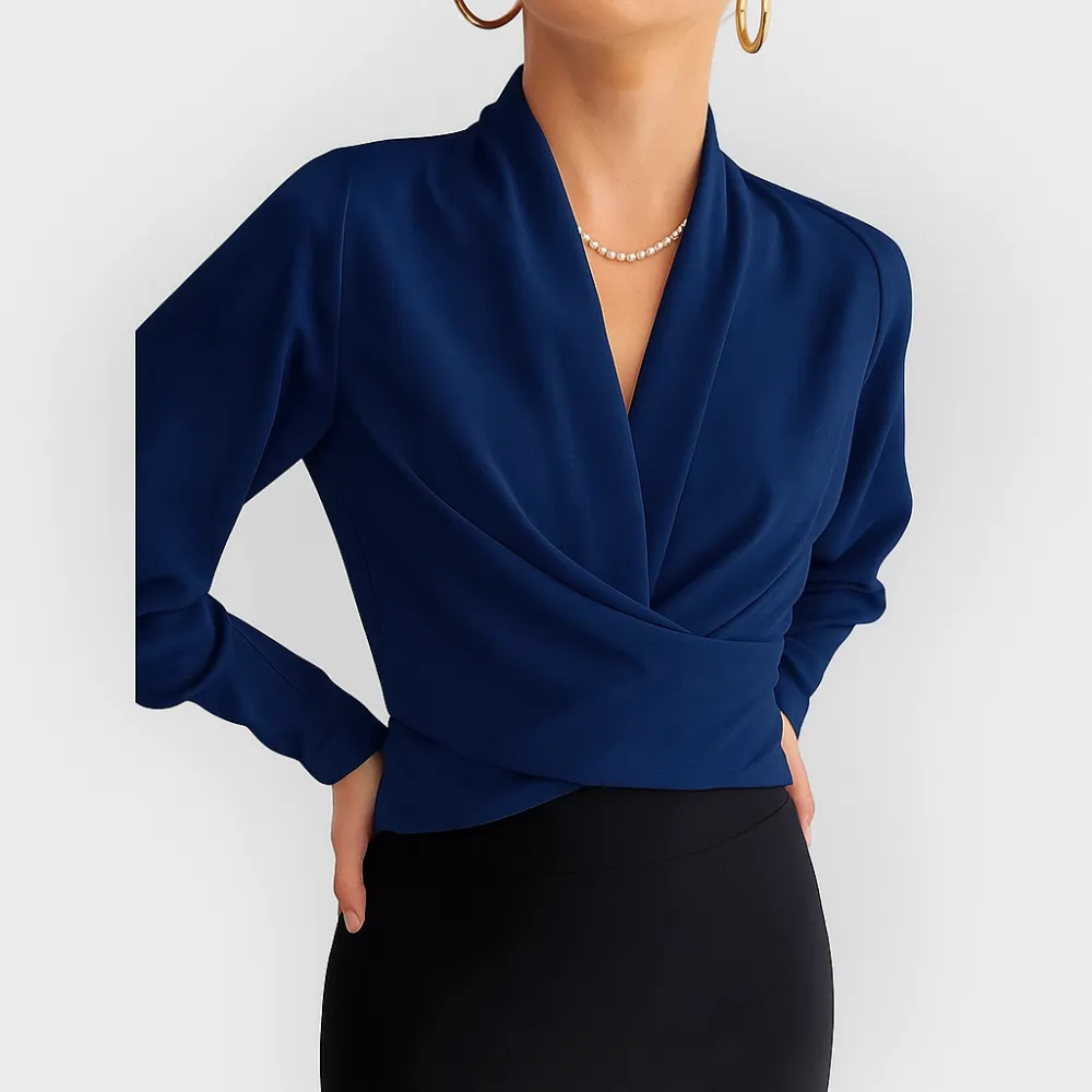  Puff Sleeve Wrap Blouse