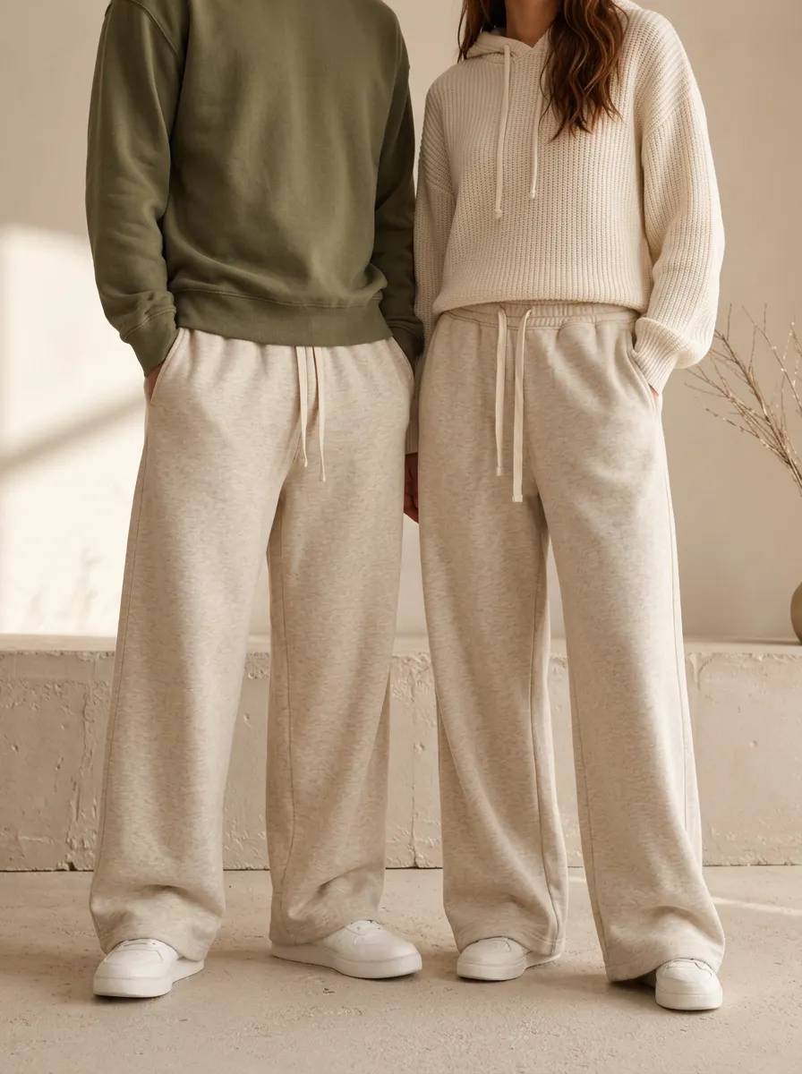 Unisex Drawstring Performance Wide-Leg Track Pants