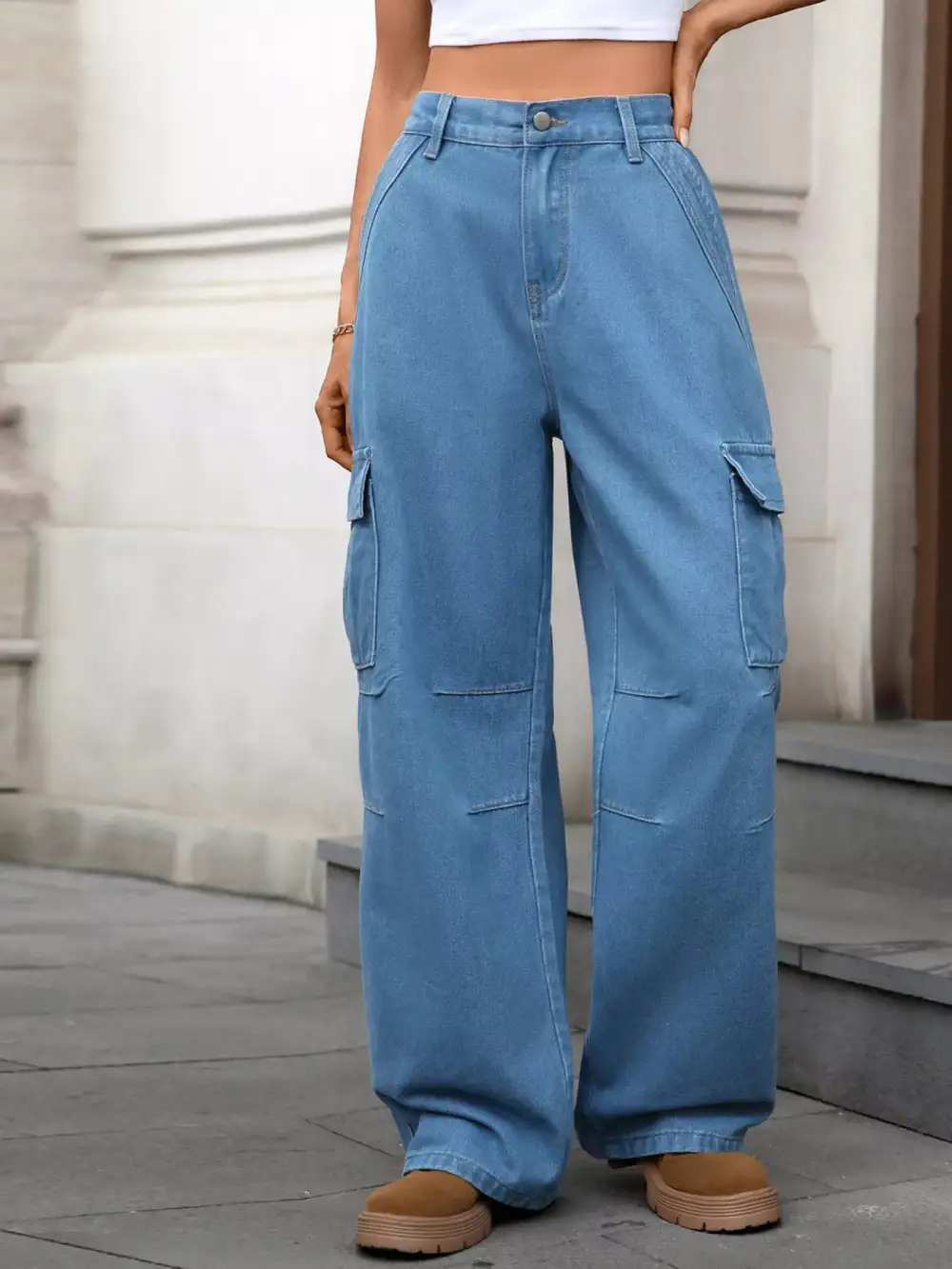 Polished Cargo Denim Jeans