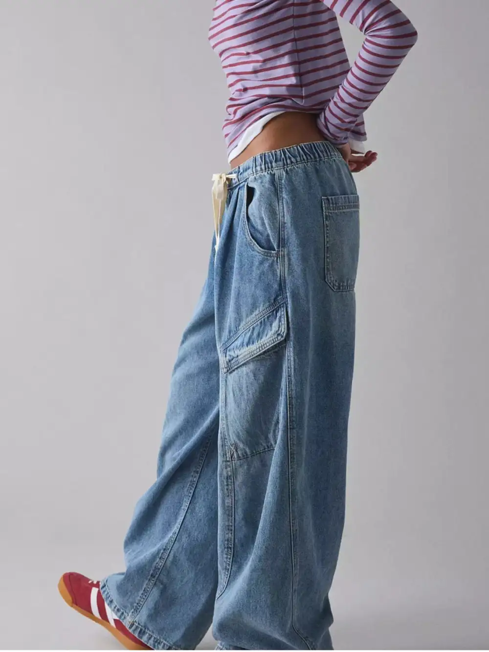 Cargo Drawstring Denim Jeans