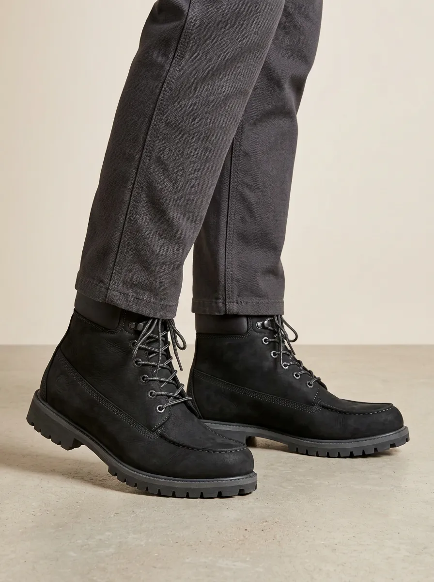 Unisex Leather Lace-Up Print Work Boots