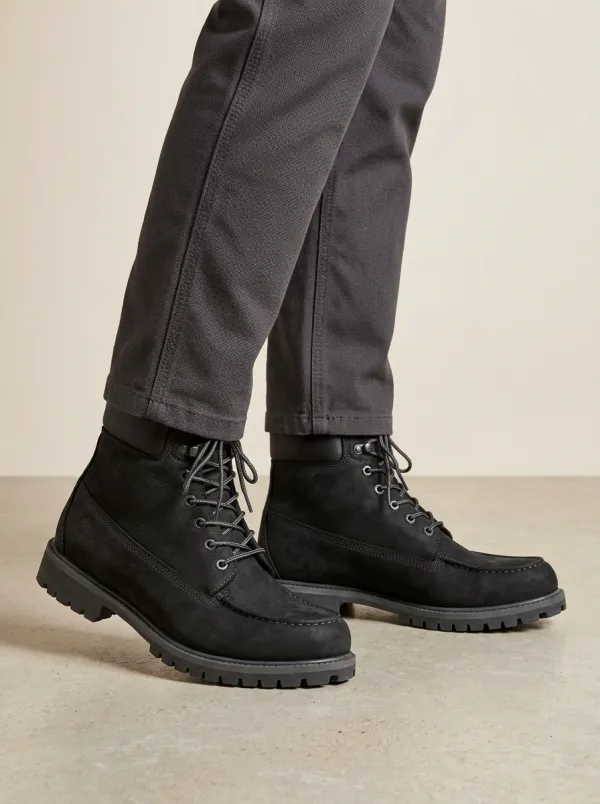 Unisex Leather Lace-Up Print Work Boots