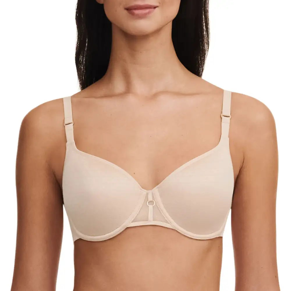 Women's Full Coverage Spacer Molded Padded Chimney Back Adjustable Straps Rounded Shape Breathable Bra