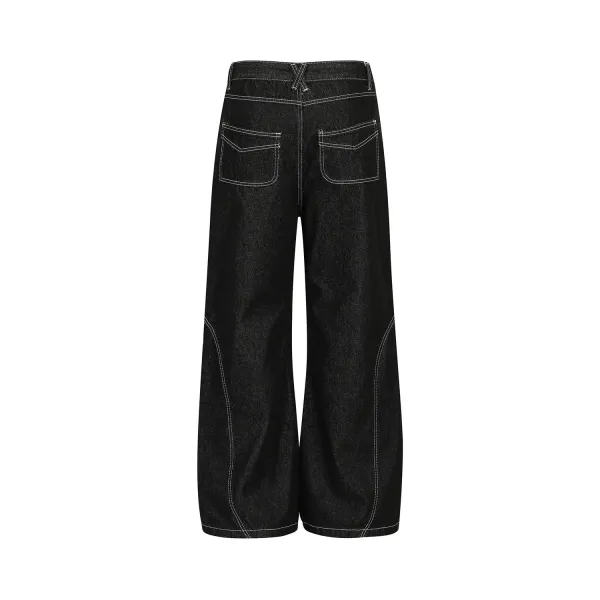 High-Street Embroidered Straight Denim Jeans