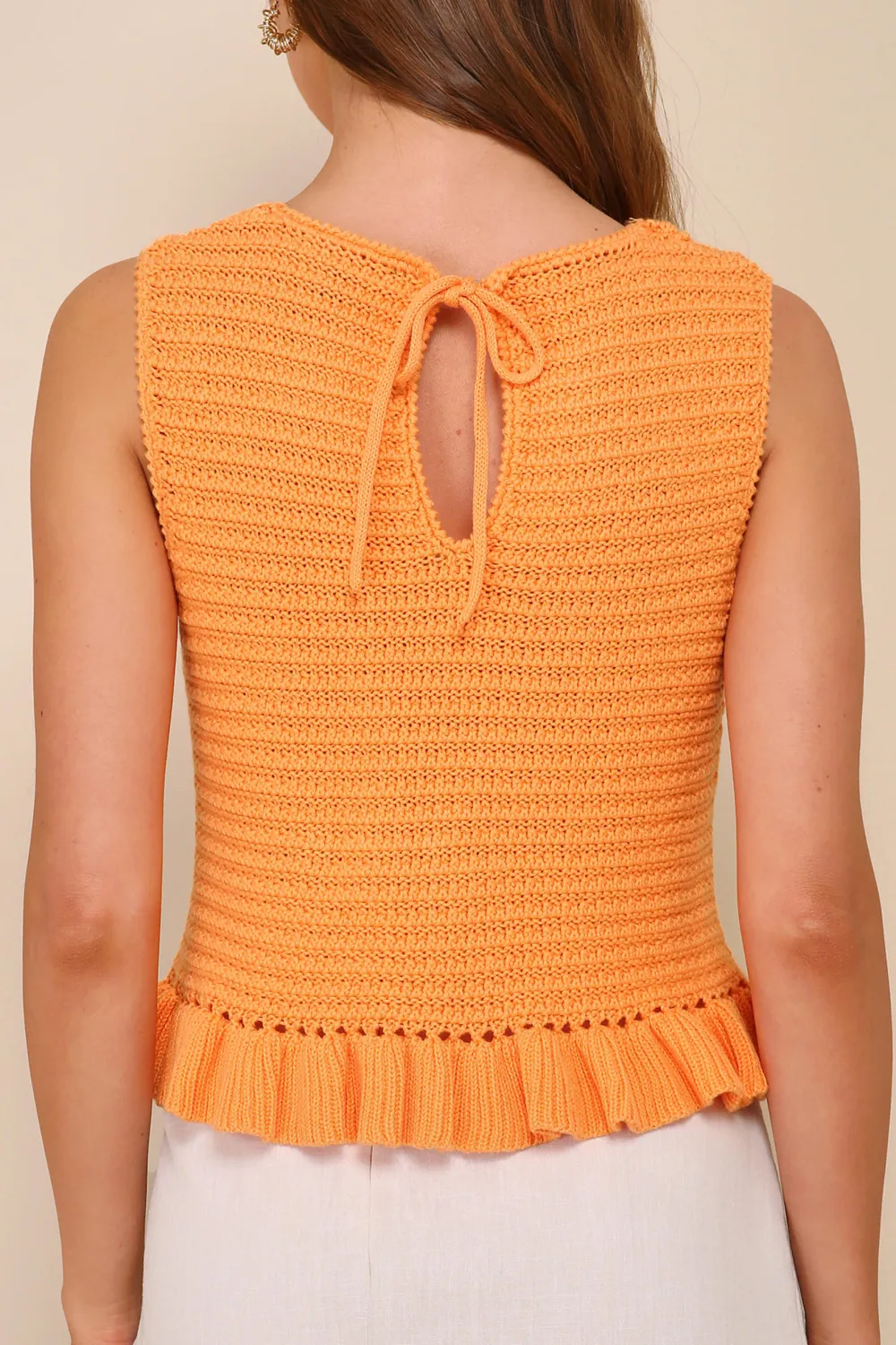 Cropped Ruffled Sweater Tank