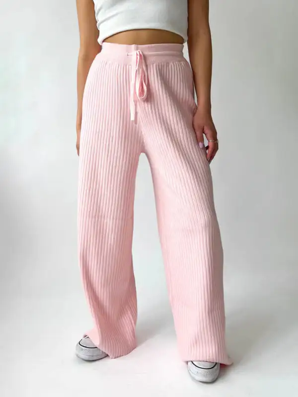 Drawstring Loose Lace Straight Trousers Pants