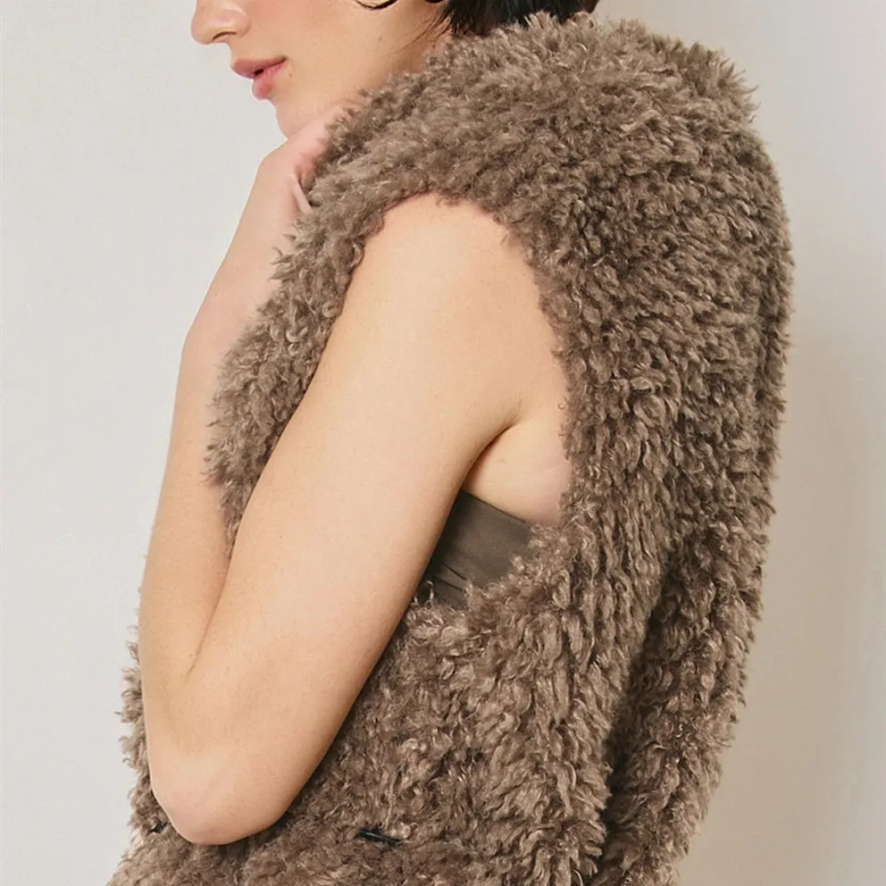 Faux Fur Belted Vest