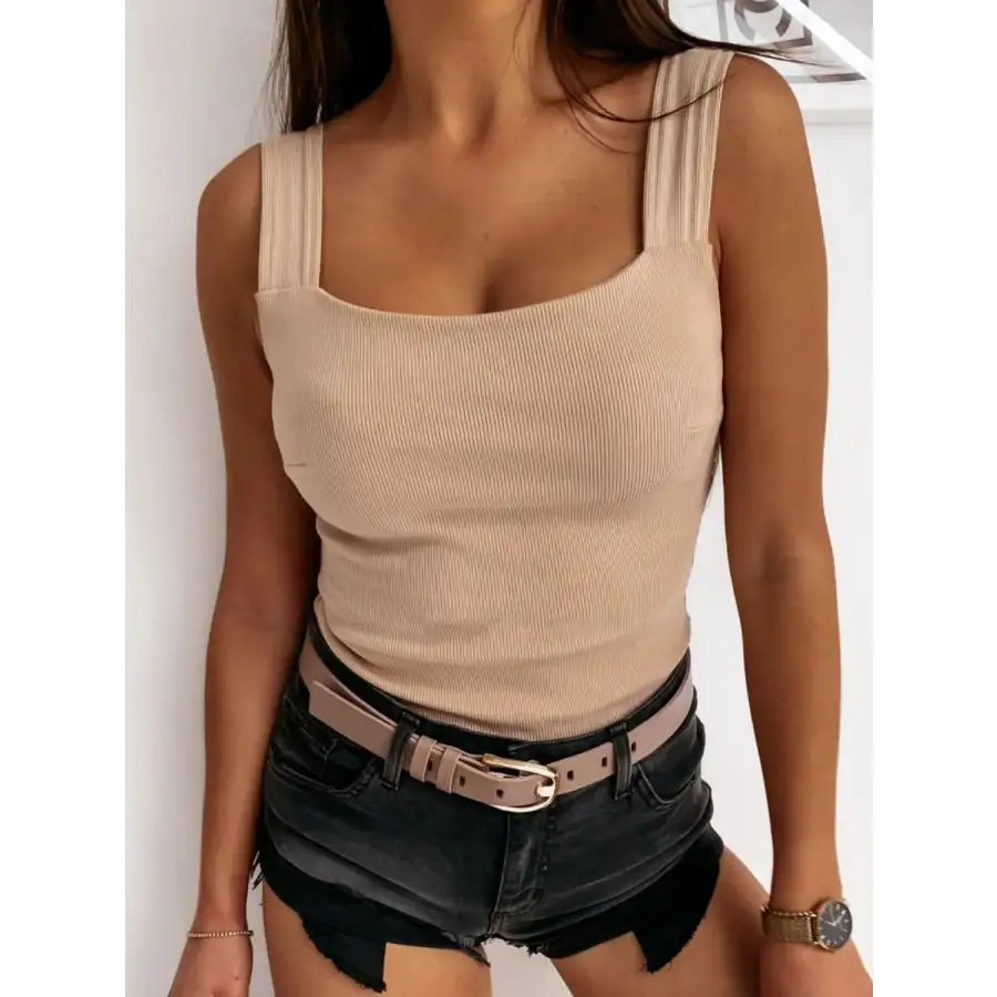Square Neck Wide Strap Tank