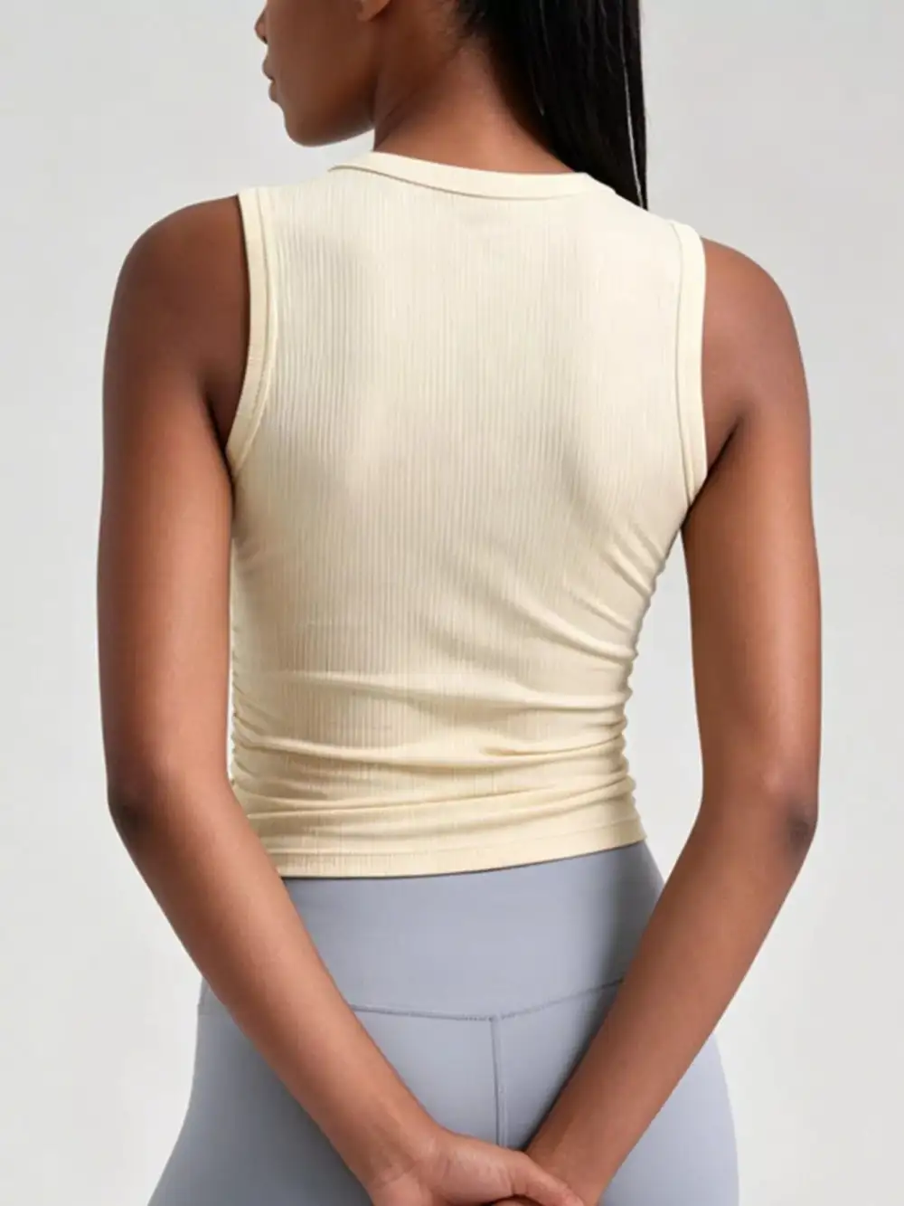 Ruched Ribbed Breathable  Tank Top