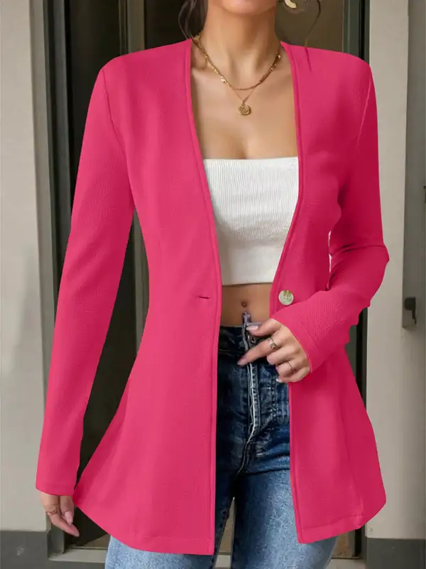 Unlined One Button Long Sleeve Blazer