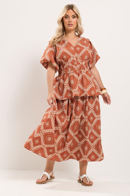 Rust Orange Abstract Skirt detail 2
