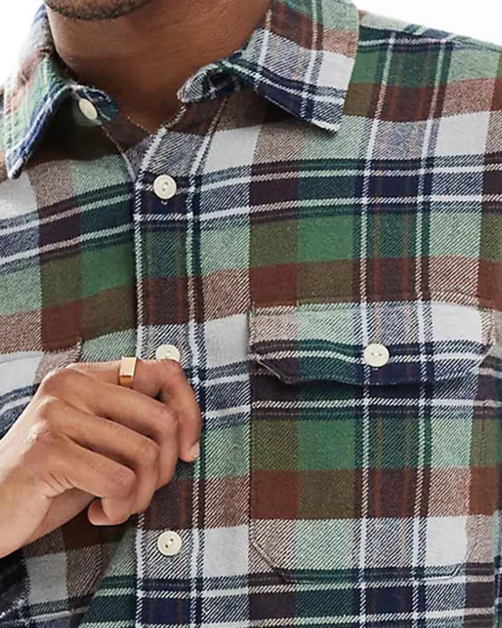 Check Flannel Worker Shirt In Brown