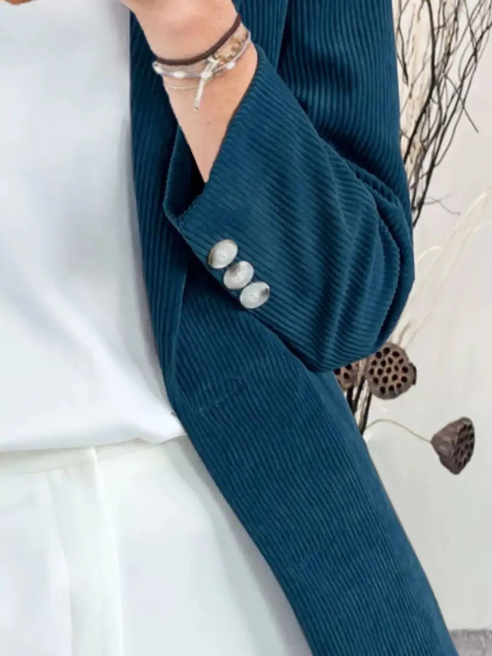 Lapel-Collar Corduroy Blazer