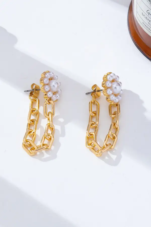 Pearl Daisy Hoop And Drop