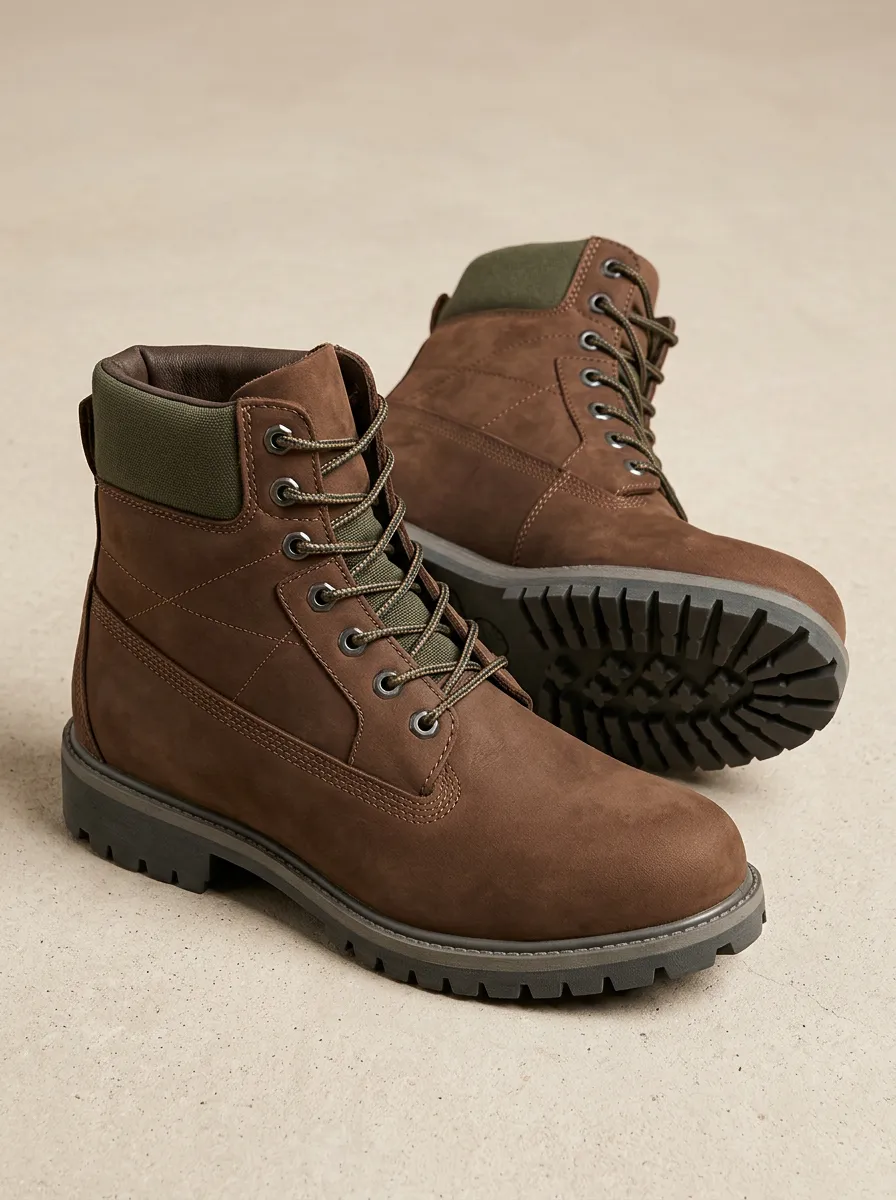 Unisex Outdoor Leather Trim Work Boots