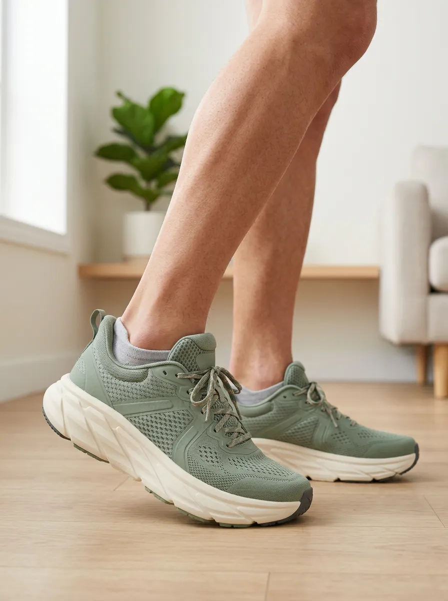 Men's Sage Green Mesh Athletic Printed Sneakers