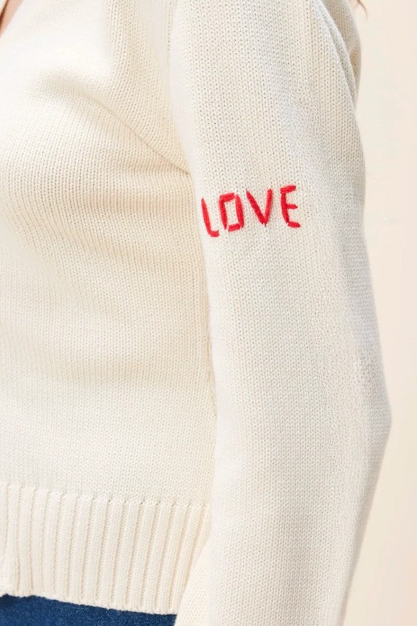 Cream Button Front Knit Cardigan
