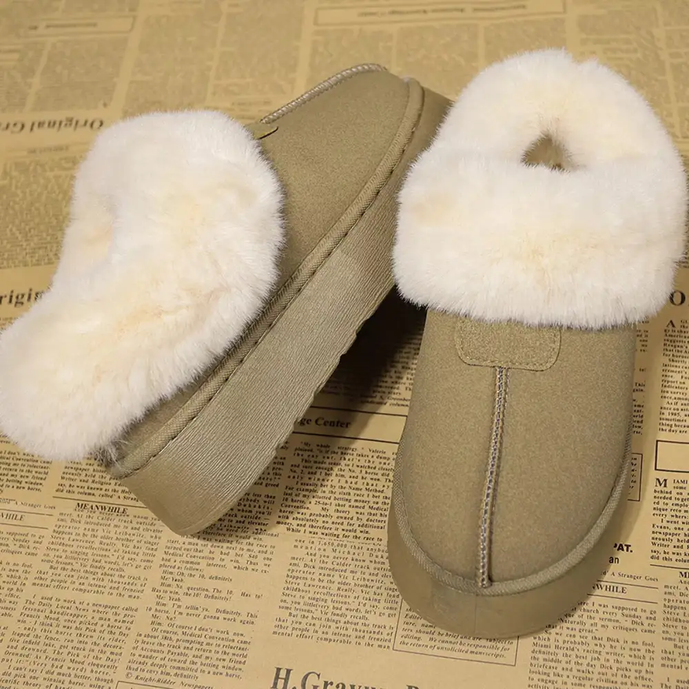 Fuzzy Trim Platform Boots