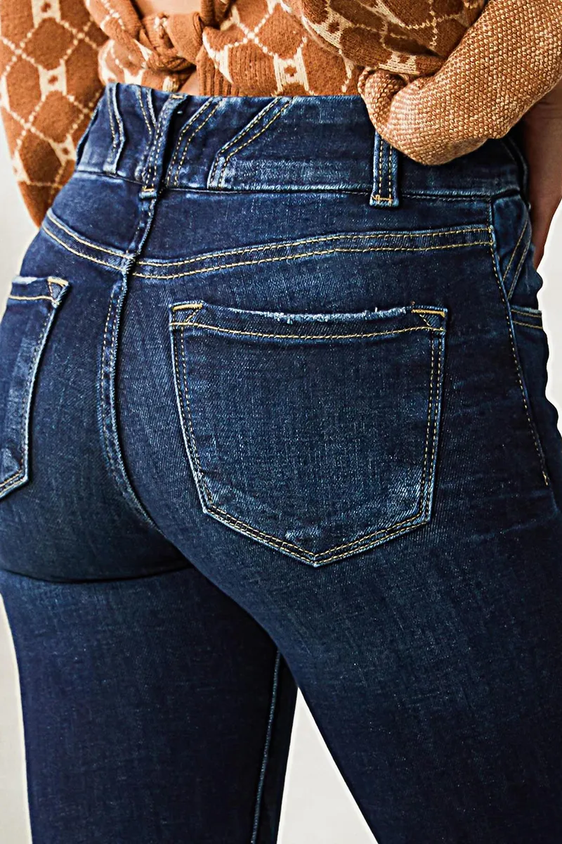 Raw Hem Button Up Skinny Jeans