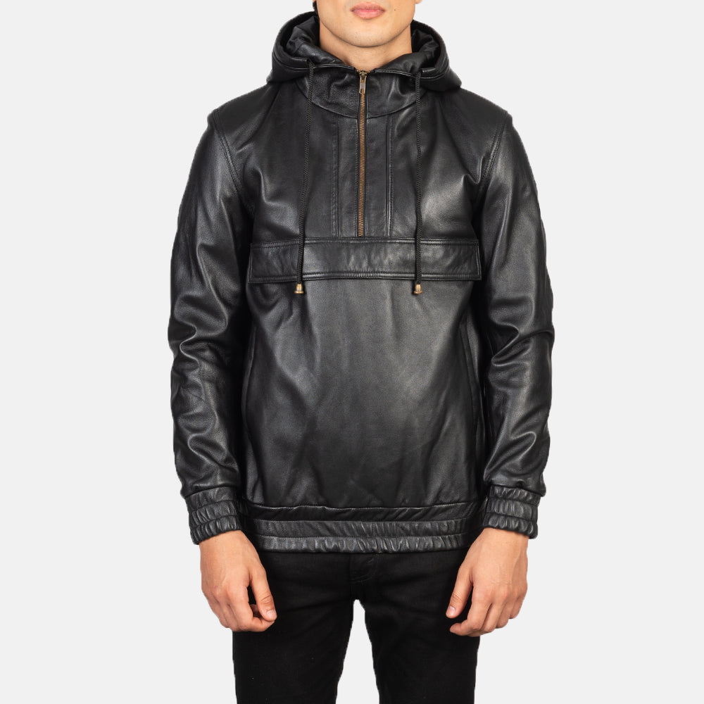Men's Utility Hooded Leather Jacket