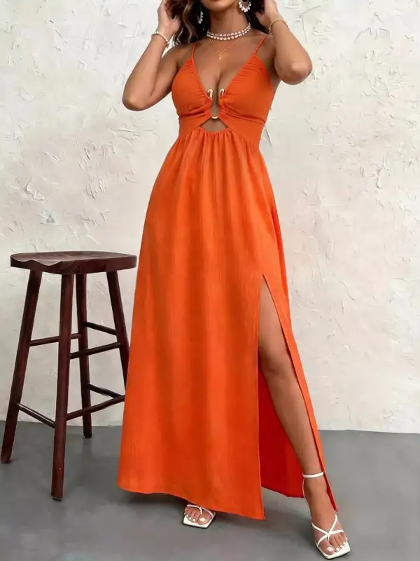 Cutout Front Slit Maxi Dress