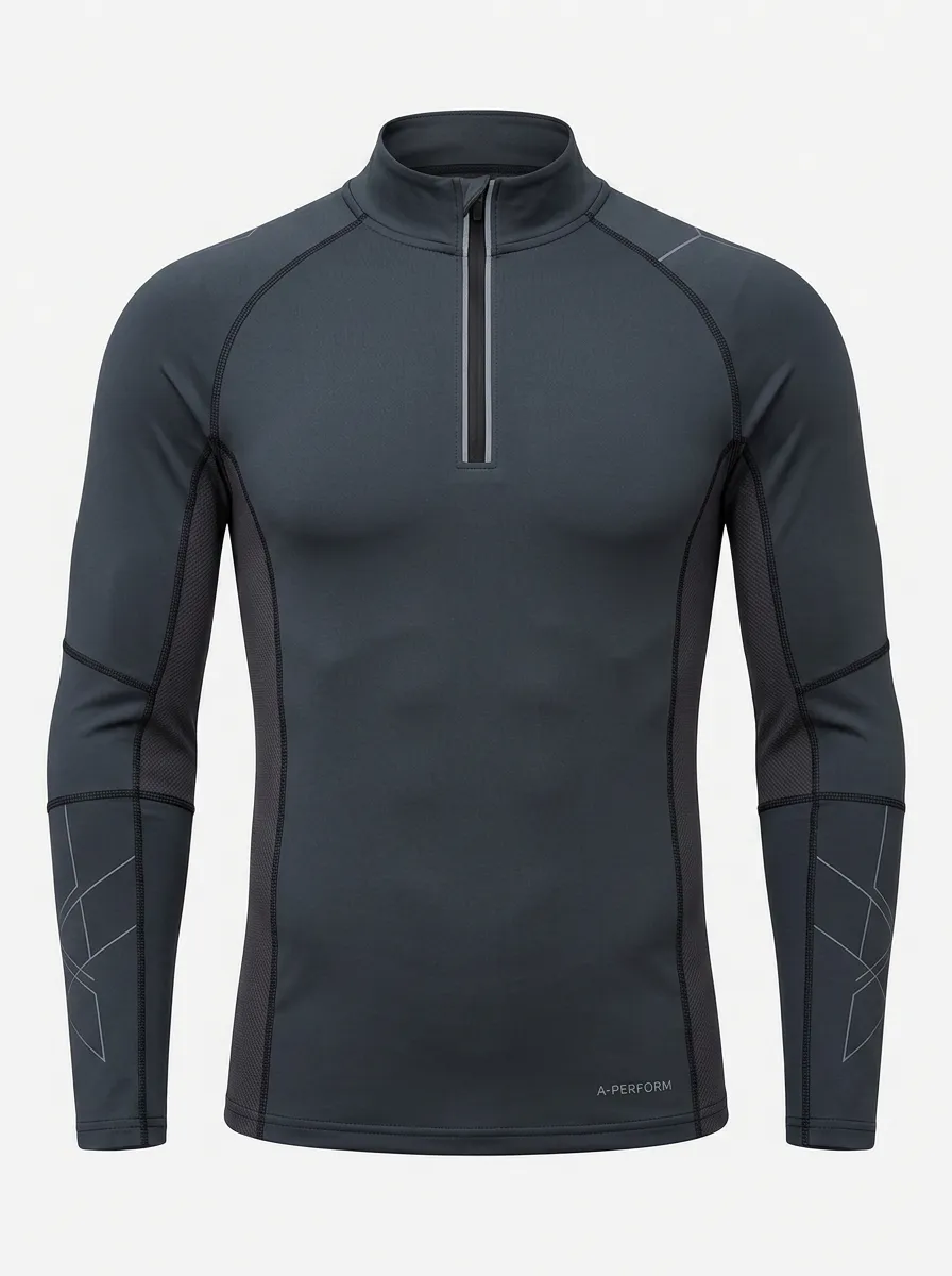 Men's Athletic Fitness Geometric Pattern Printed Quarter-Zip Shirt