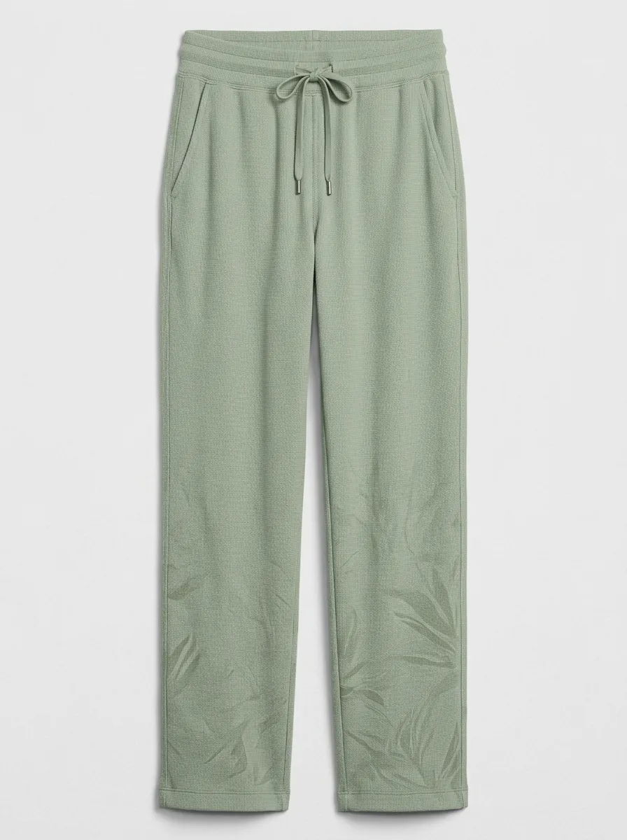 Women's Home Comfort Tropical Leaf Print Printed Waffle Lounge Pants