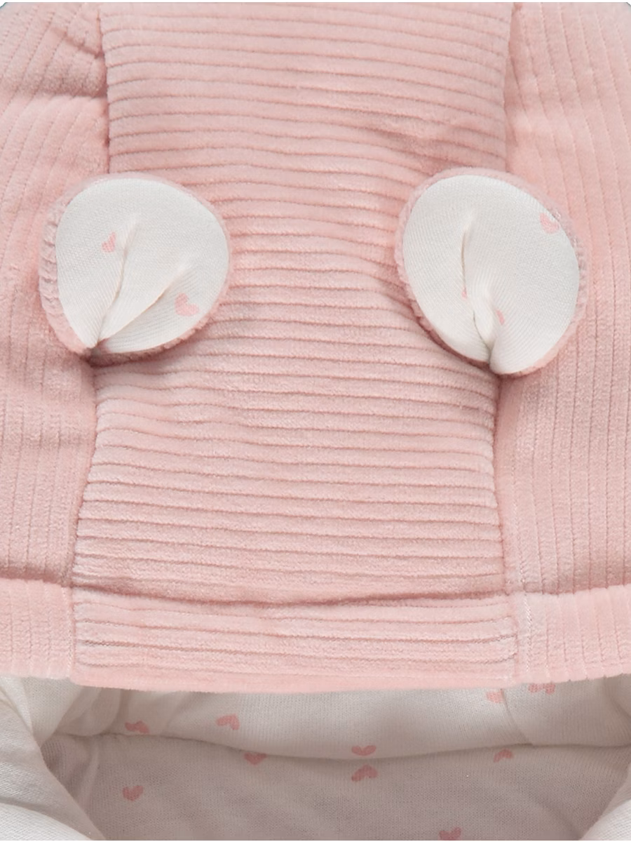 Pink Quilted Ribbed Pram Suit detail 1