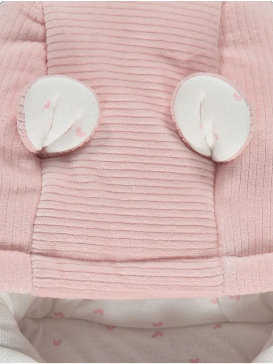 Pink Quilted Ribbed Pram Suit