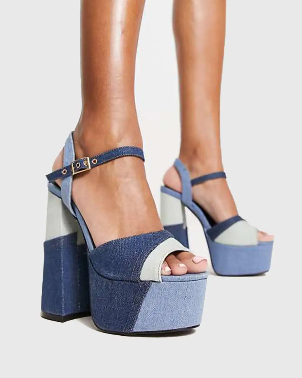 Colorblock Strap Platform Sandals