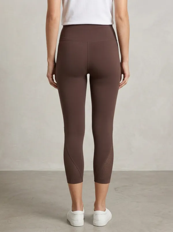 Classic Mesh Detail Yoga-Inspired Fitness Profile Women's Stretch Capri Pants