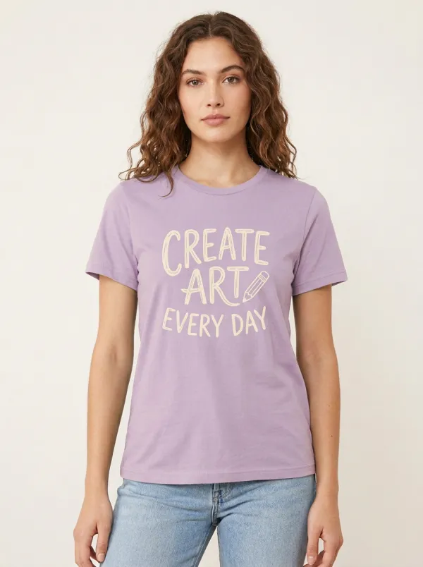 Women's Artist Create Art Every Day Pencil Graphic T-Shirt