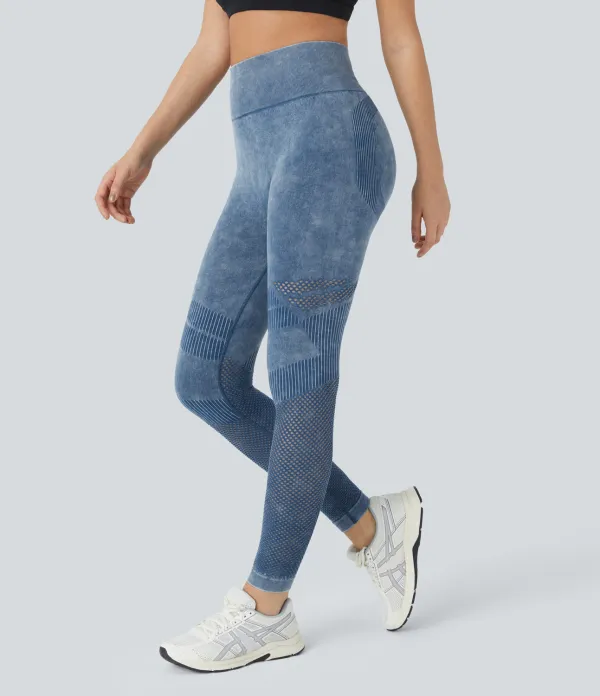 Seamless Flow High Waisted Cut Out Washed Yoga 7/8 Leggings