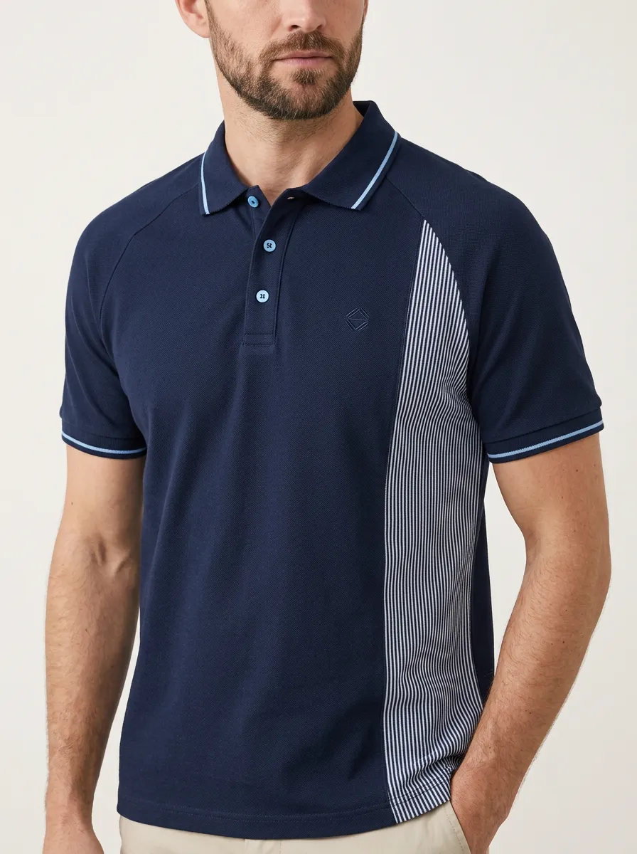 Men's Classic Everyday Vertical Stripe Printed Polo Shirt