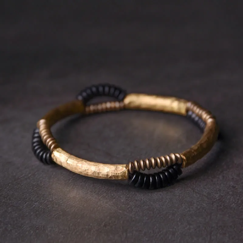 Vintage Ebony Wood Copper Handmade Bracelet