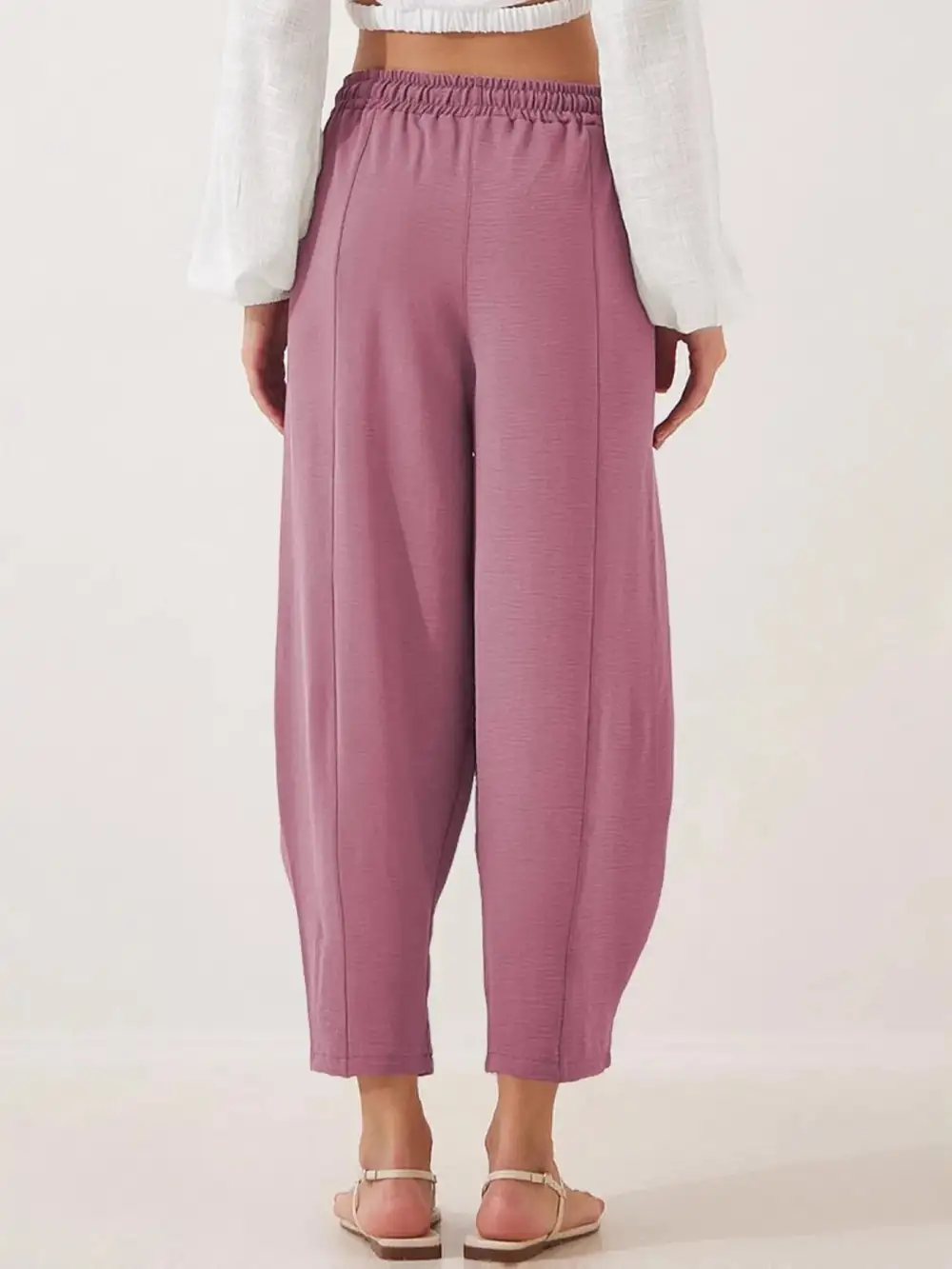 Full Size Drawstring Wide Leg Cropped Pants Plus Size