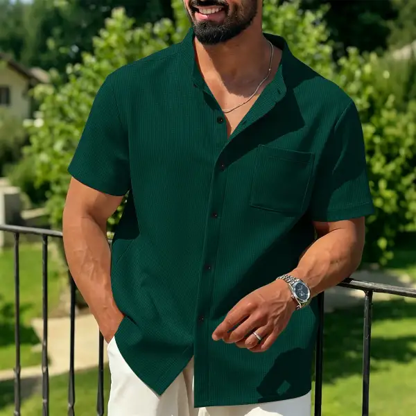 Textured Waffle Short Sleeve Shirt