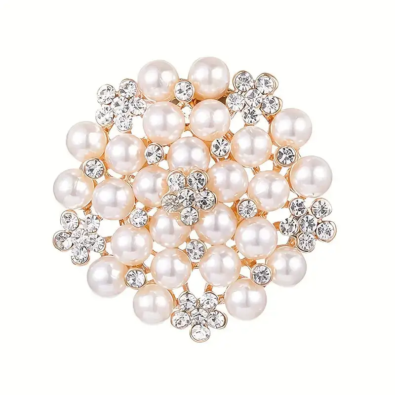 Floral Pearl Accent Decorative Brooch