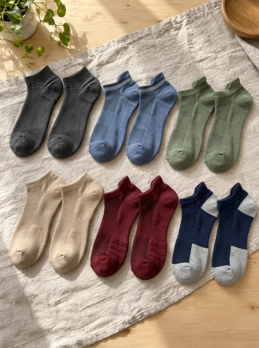 Men's Essential Signature Mesh Breathable Ankle Socks Set