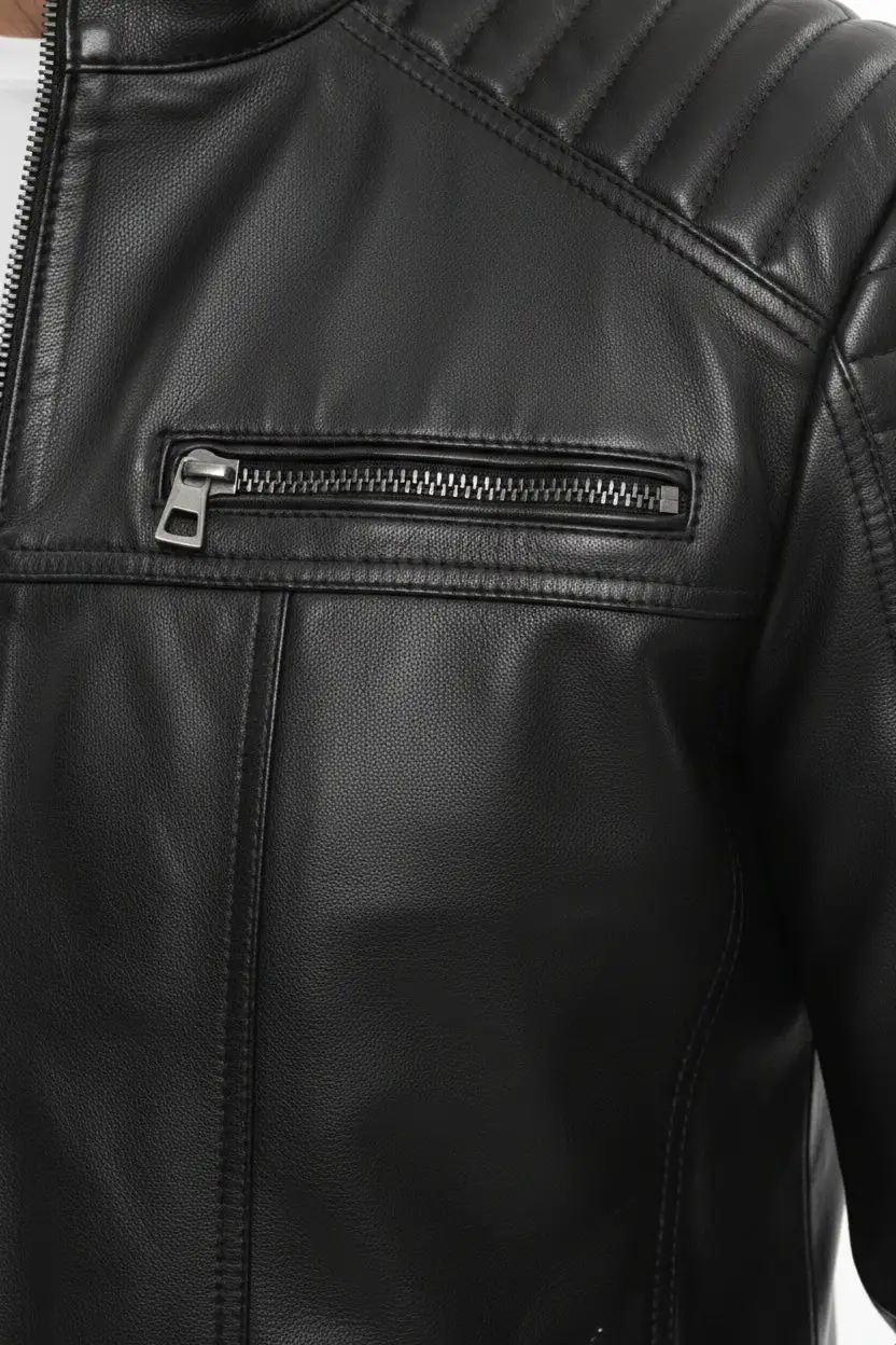 Leather Biker Motorcycle Quilted Jacket