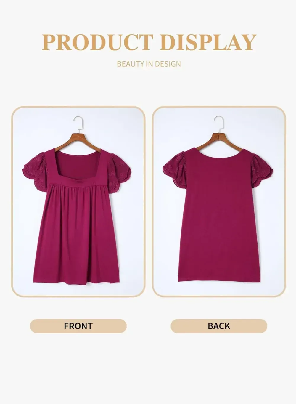 Eytino Womens Plus Size Tops Ruffle Short Sleeve Square Neck Summer Loose Casual Tee Shirts(1X-5X)