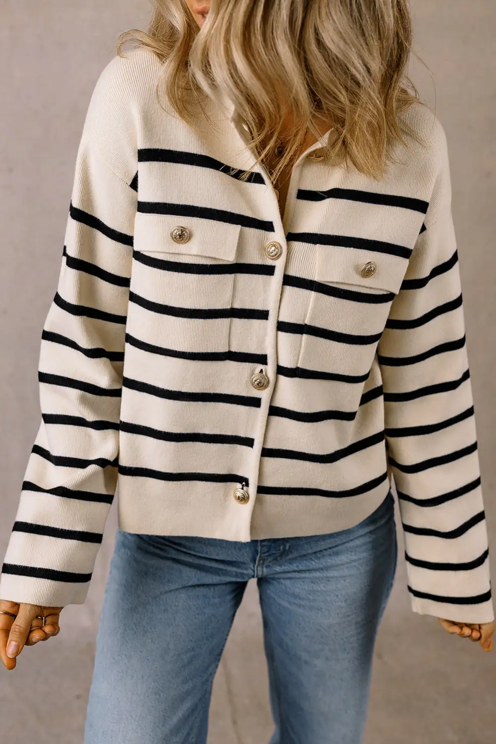 Flap Pocket Buttoned Cardigan