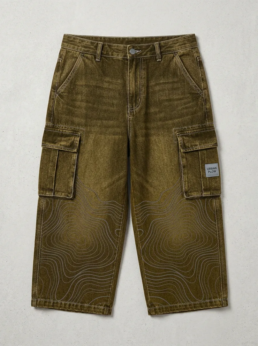 Cargo Denim Topographic Men's Cargo Shorts
