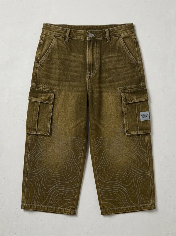 Cargo Denim Topographic Men's Cargo Shorts
