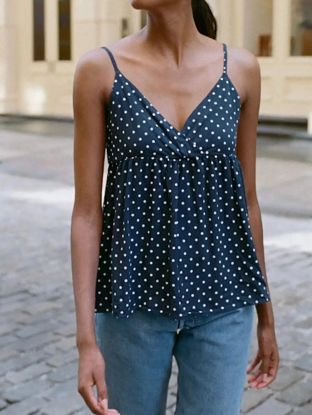 Dot V-Neck Flowy Cami